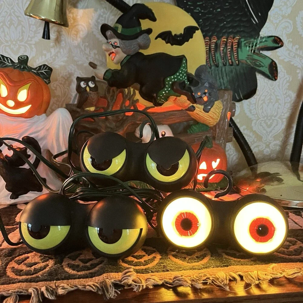 VTG 90s Peep n Peepers Halloween Light Set 3 Spooky Flash Eyes Open Box NIP Work